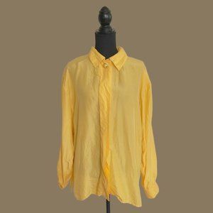 Vintage yellow silk button down size L